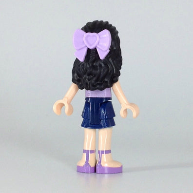 Emma, Dark Blue Layered Skirt, Lavender Top with Flowers, Lavender Bow